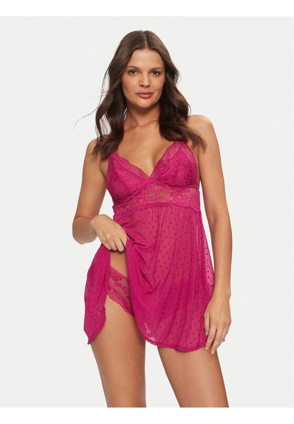 Hunkemöller Komplet bielizny Beatriz 206649 Różowy. Kolor: różowy. Materiał: syntetyk