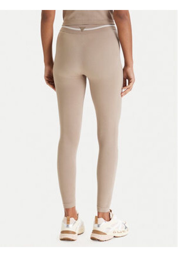 Guess Legginsy V6RB05 Z4692 Beżowy Slim Fit. Kolor: beżowy. Materiał: syntetyk