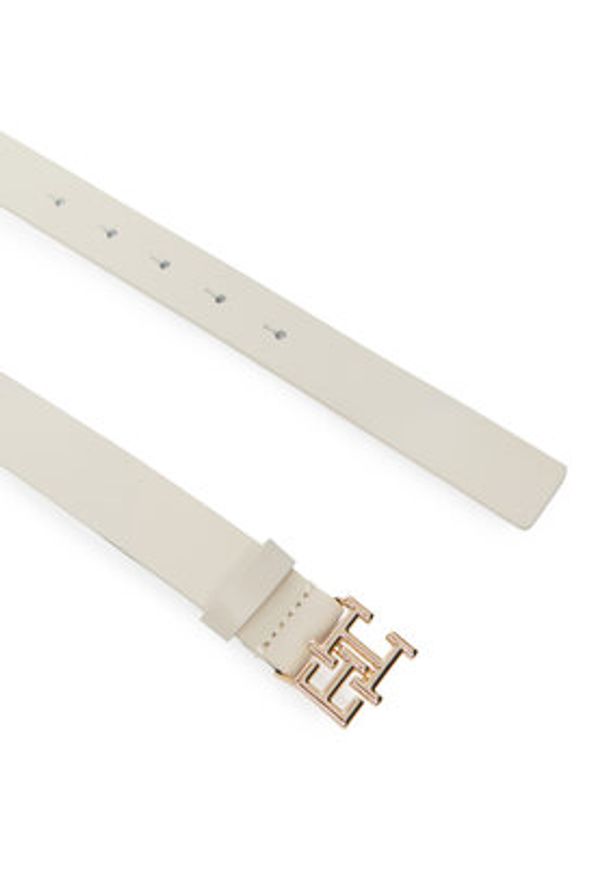 TOMMY HILFIGER - Tommy Hilfiger Pasek Damski Th Logo 2.5 AW0AW17496 Écru. Kolor: kremowy. Materiał: skóra