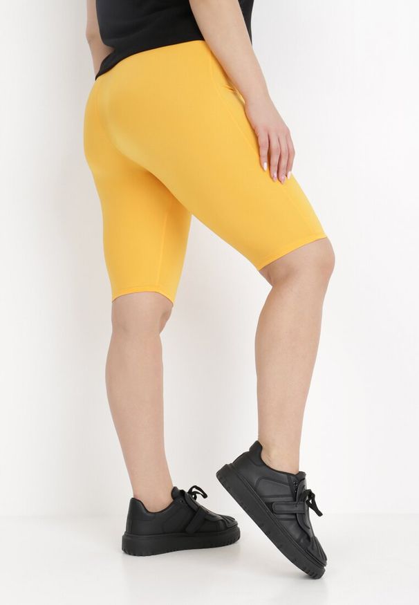 Born2be - Pomarańczowe Szorty Hippeina. Kolekcja: plus size. Kolor: pomarańczowy. Materiał: dzianina. Wzór: aplikacja, gładki