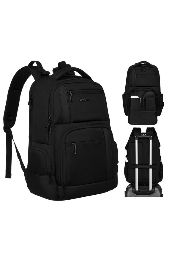 Plecak na laptopa Peterson PTN PTY-01 czarny. Kolor: czarny. Materiał: materiał. Styl: klasyczny