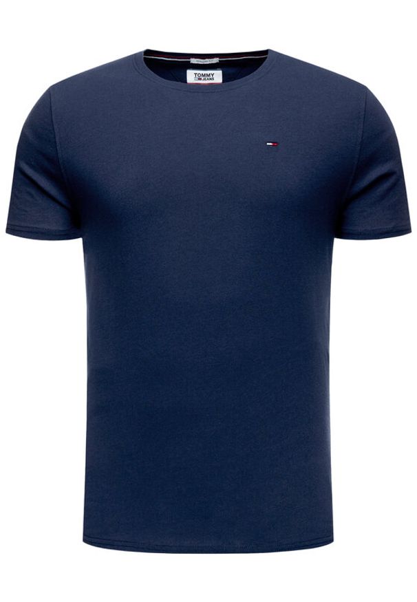 Tommy Jeans T-Shirt DM0DM04411 Granatowy Slim Fit. Kolor: niebieski. Materiał: bawełna
