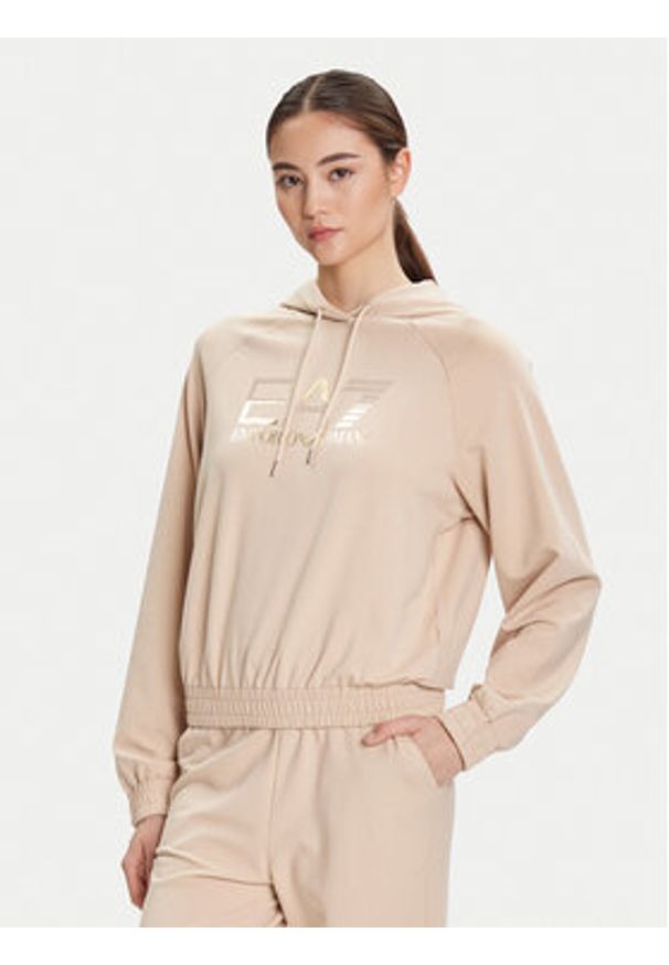 EA7 Emporio Armani Dres 7W000687 AF12502 U1046 Beżowy Regular Fit. Kolor: beżowy. Materiał: bawełna