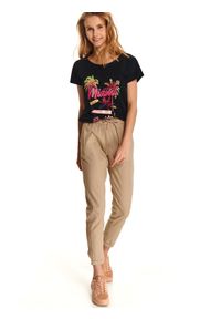 DRYWASH - Spodnie w stylu safari z domieszką lnu wązane w pasie. Kolor: beżowy. Materiał: len #1