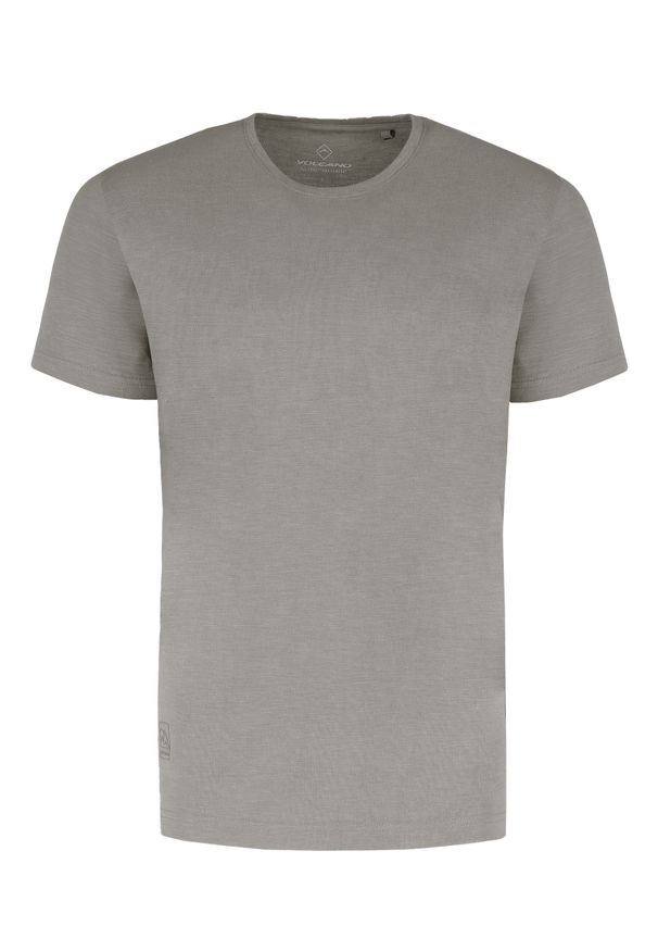 Volcano - Gładka koszulka TM-MODE. Kolor: szary. Materiał: bawełna, materiał. Długość rękawa: krótki rękaw. Długość: krótkie. Wzór: gładki. Styl: klasyczny