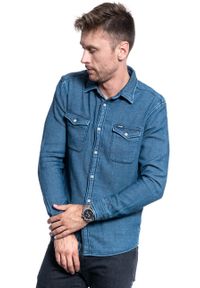 Wrangler - KOSZULA MĘSKA WRANGLER OVERSHIRT LIGHT INDIGO W5A6MSX4E. Kolor: niebieski #1