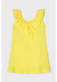Mayoral sukienka bawełniana dziecięca kolor żółty mini prosta. Okazja: na co dzień. Kolor: żółty. Materiał: bawełna. Wzór: nadruk. Typ sukienki: proste. Styl: casual. Długość: mini