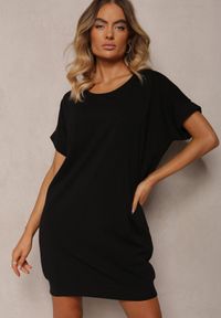 Renee - Czarna T-shirtowa Sukienka Pudełkowa z Elastycznej Bawełny Ellensa. Kolor: czarny. Materiał: bawełna. Styl: wakacyjny. Długość: mini