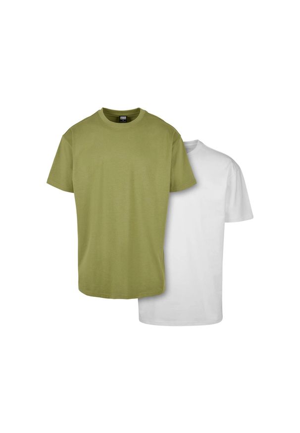 Urban Classics - Męska Koszulka Oversize O Dużej Gramaturze (zestaw 2 Sztuk). Kolor: zielony, wielokolorowy, biały