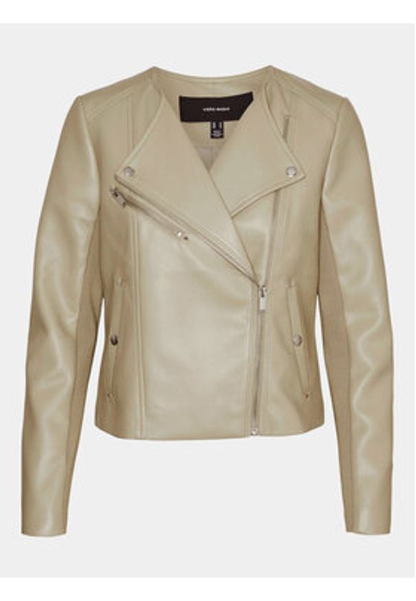 Vero Moda Kurtka z imitacji skóry Riley 10302441 Beżowy Slim Fit. Kolor: beżowy. Materiał: skóra