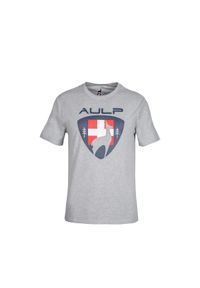 Aulp - Koszulka męska AULP ROQUE bawełniana oddychająca uniwersalna. Okazja: na co dzień. Typ kołnierza: polo. Kolor: szary. Materiał: bawełna. Styl: casual #1