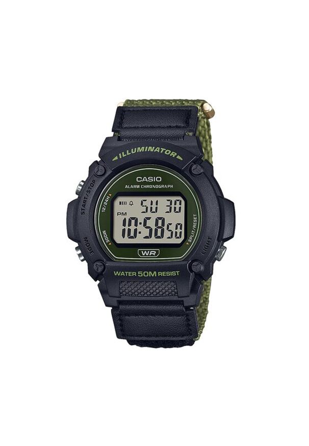 Casio Zegarek W-219HB-3AVEF Czarny. Kolor: czarny. Materiał: materiał