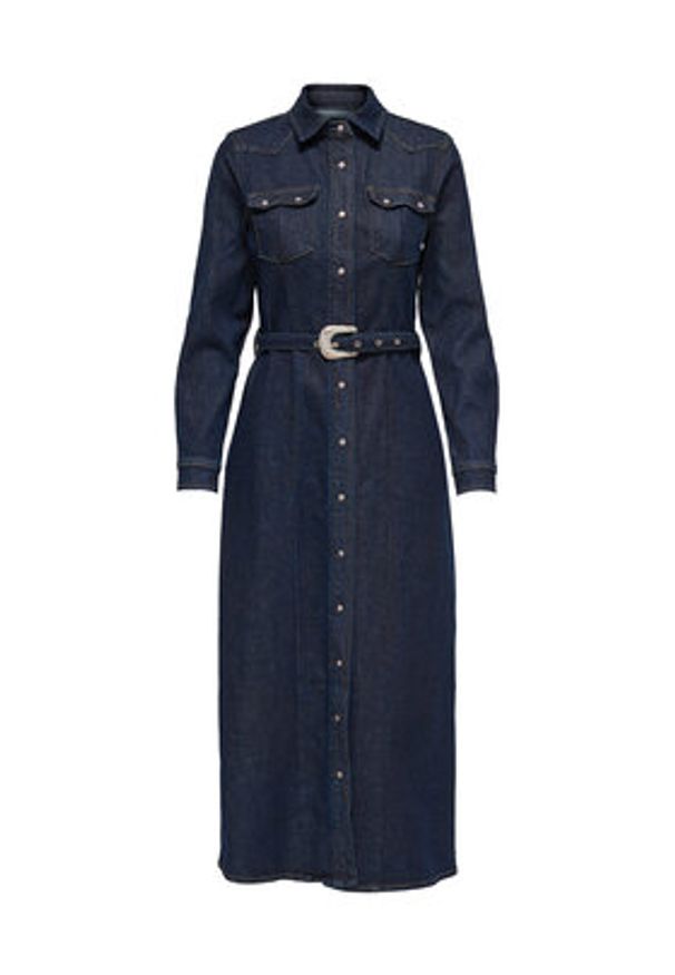 only - ONLY Sukienka jeansowa Camomile 15357757 Granatowy Regular Fit. Kolor: niebieski. Materiał: bawełna