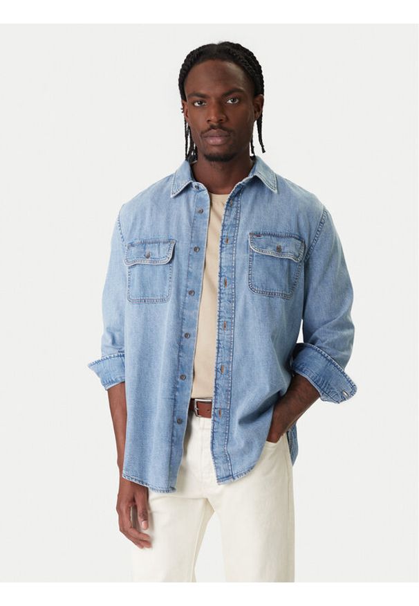 Tommy Jeans Koszula jeansowa Western DM0DM22304 Niebieski Relaxed Fit. Kolor: niebieski. Materiał: bawełna