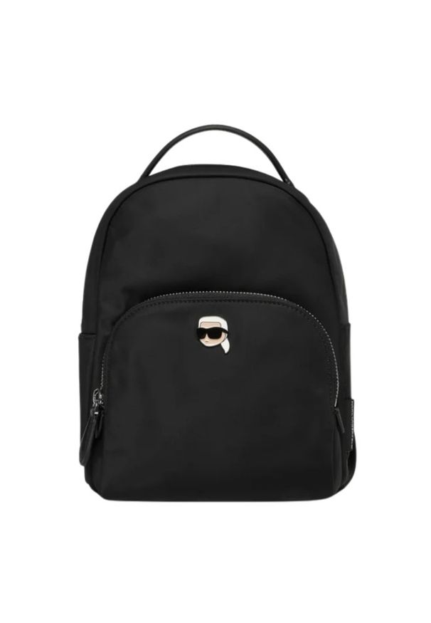 Karl Lagerfeld - KARL LAGERFELD Czarny mały plecak damski Ikon Nylon. Kolor: czarny. Materiał: nylon. Wzór: aplikacja. Styl: elegancki, casual