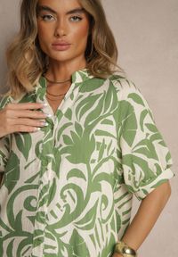 Renee - Zielona Rozkloszowana Sukienka z Wiskozy Ozdobiona Falbaną Filesenia. Kolor: zielony. Materiał: wiskoza. Wzór: aplikacja. Styl: elegancki #3
