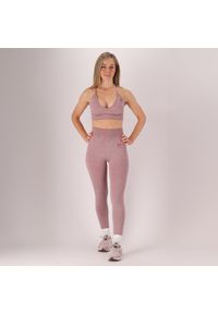 XTREME - Damski zestaw sportowy - Legginsy/Crop Top - Różowy. Kolor: różowy. Materiał: poliamid