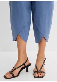 bonprix - Spodnie 3/4 z przewiewnej mieszanki lnu. Stan: podwyższony. Kolor: niebieski. Materiał: len #3