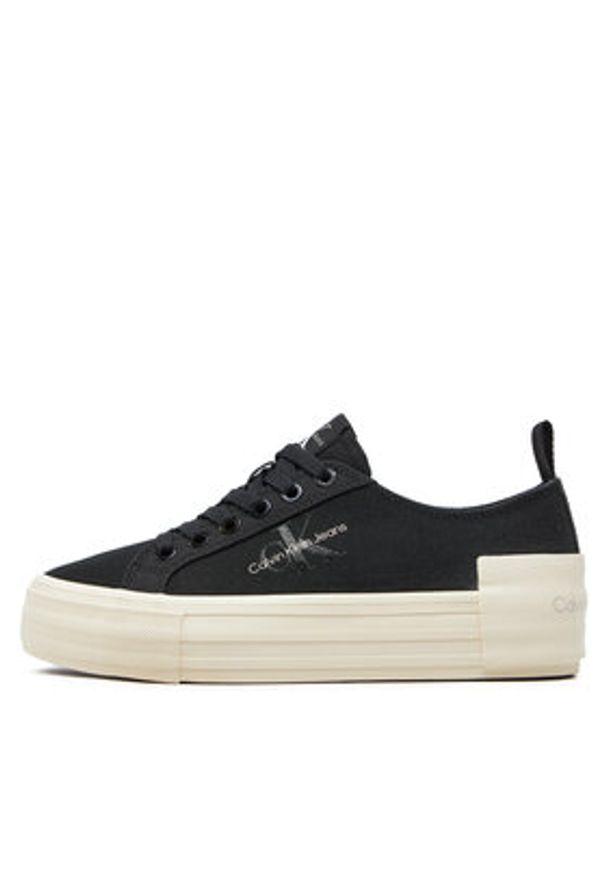 Calvin Klein Jeans Tenisówki Bold Vulc Flatf Low Lace Mix Mtl YW0YW01465 Czarny. Kolor: czarny. Materiał: materiał