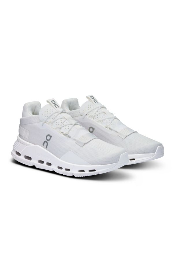 On - ON CLOUDNOVA 2 All White Sneakersy damskie. Okazja: na co dzień, na spacer, do pracy. Kolor: biały. Sport: turystyka piesza
