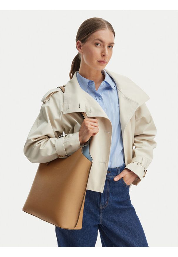 TOMMY HILFIGER - Tommy Hilfiger Torebka Th Modern Tote AW0AW18618 Brązowy. Kolor: brązowy. Materiał: skórzane