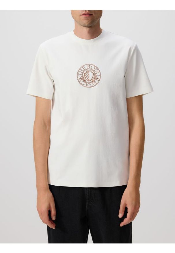 Reserved - T-shirt regular z merceryzowaną bawełną - złamana biel. Materiał: bawełna