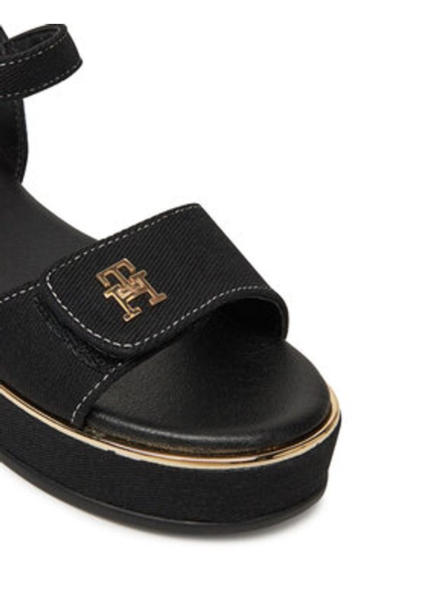 TOMMY HILFIGER - Tommy Hilfiger Sandały T3A2-33788-1828 S Czarny. Kolor: czarny. Materiał: materiał