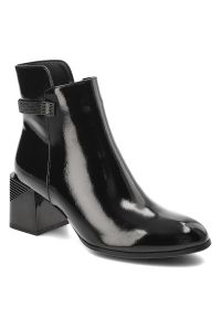 Czarne Botki S.Barski Eleganckie Obuwie Damskie. Okazja: na co dzień. Kolor: czarny. Materiał: skóra ekologiczna. Obcas: na obcasie. Styl: elegancki. Wysokość obcasa: średni