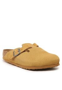 Birkenstock Klapki Boston 1025668 Brązowy. Kolor: brązowy. Materiał: skóra, welur