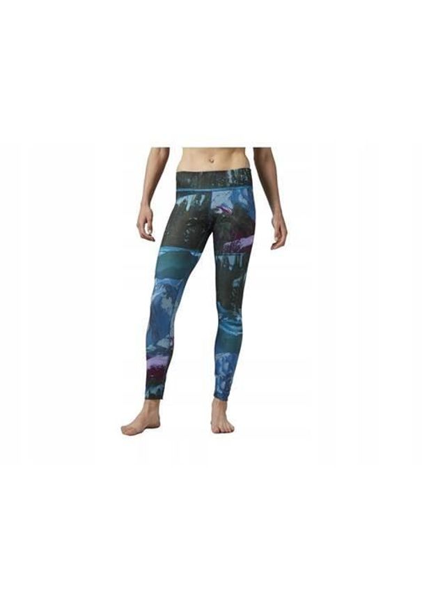 Legginsy treningowe damskie Reebok Graphic. Kolor: niebieski. Materiał: dresówka