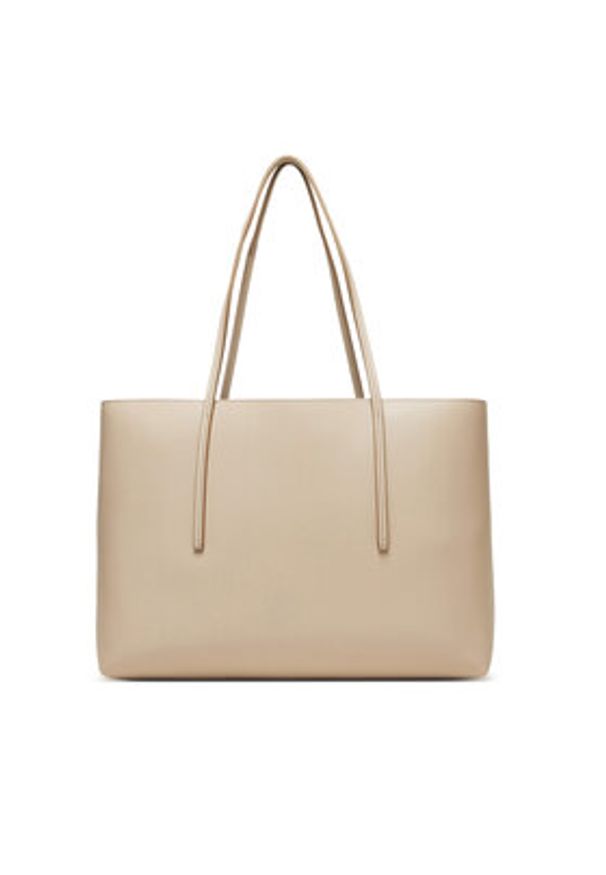 Calvin Klein Torebka Foil Logo Tote W/Pouch LV04F3274G Beżowy. Kolor: beżowy. Materiał: skórzane