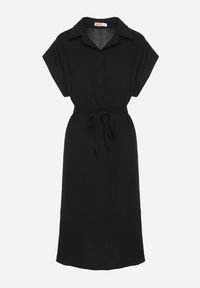 Born2be - Czarna Sukienka z Bawełną i Ozdobnym Paskiem Savanire. Okazja: na co dzień. Kolor: czarny. Materiał: bawełna. Typ sukienki: koszulowe. Styl: elegancki, klasyczny, casual #6