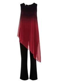 Kombinezon z wstawką w optyce sukienki bonprix czarno-czerwony. Kolor: czarny #1
