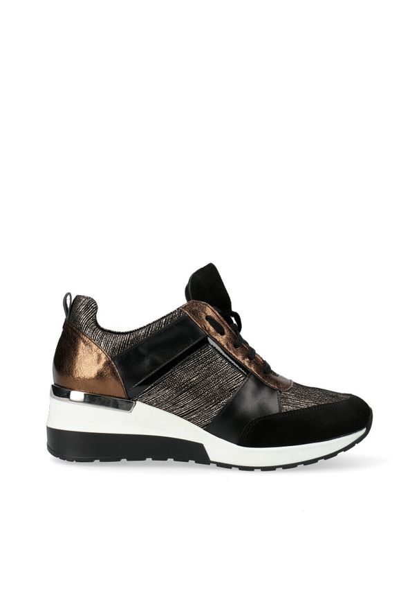 Arturo Vicci - Sneakersy czarno złote. Kolor: czarny. Materiał: skóra