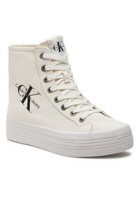 Calvin Klein Jeans Sneakersy Vulcanized Flatform Mid Cut YW0YW00646 Biały. Kolor: biały. Materiał: materiał #3