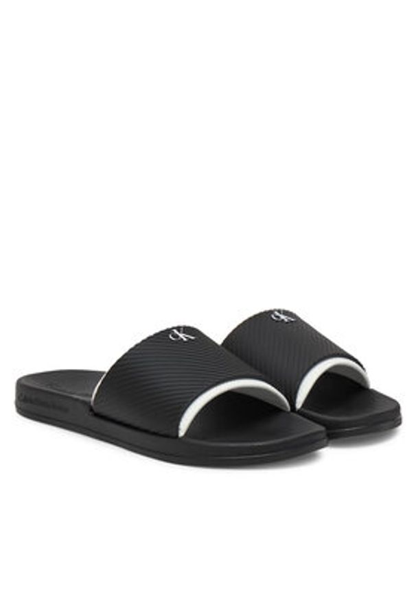 Calvin Klein Jeans Klapki Slide Rubber Neoprene Text YM0YM01234 Czarny. Kolor: czarny