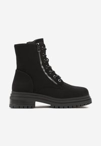 Renee - Czarne Botki Workery Ozdobione Suwakiem Clarena. Okazja: na co dzień. Kolor: czarny. Wzór: aplikacja. Styl: casual, elegancki #6
