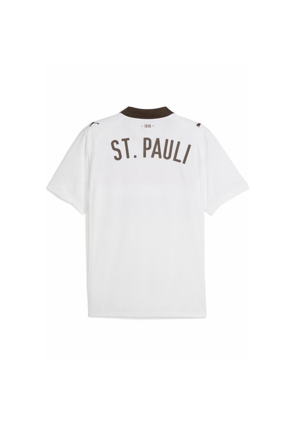 Puma - Męska koszulka wyjazdowa FC St. Pauli 25/26 PUMA White Espresso Brown. Kolor: biały, brązowy, wielokolorowy