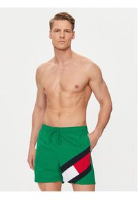 TOMMY HILFIGER - Tommy Hilfiger Szorty kąpielowe UM0UM02048 Zielony Slim Fit. Kolor: zielony. Materiał: syntetyk #3