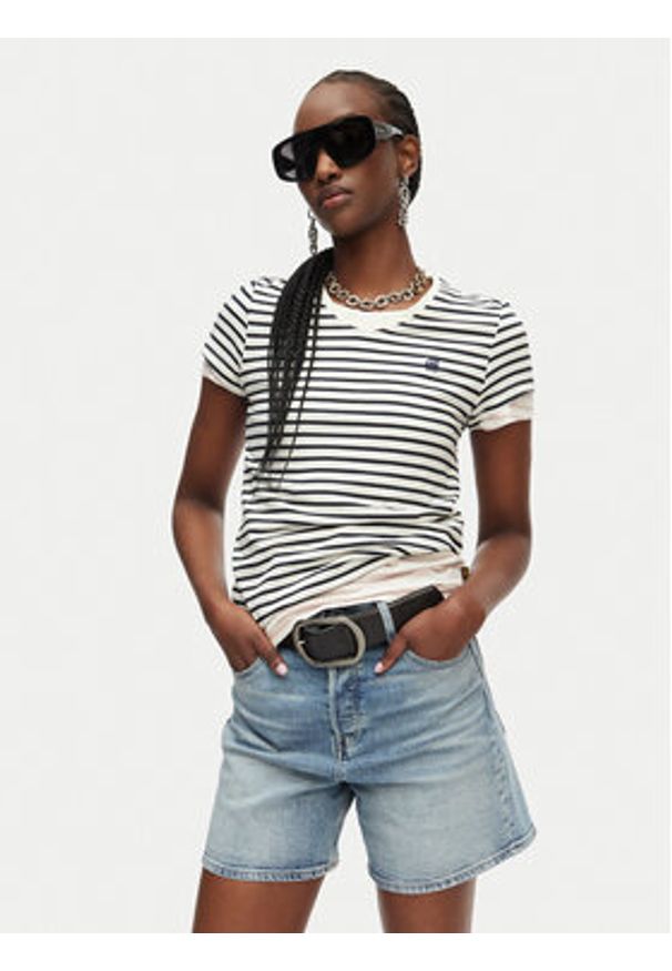 G-Star RAW - G-Star Raw T-Shirt Eyben D24533-D244 Biały Regular Fit. Kolor: biały. Materiał: bawełna