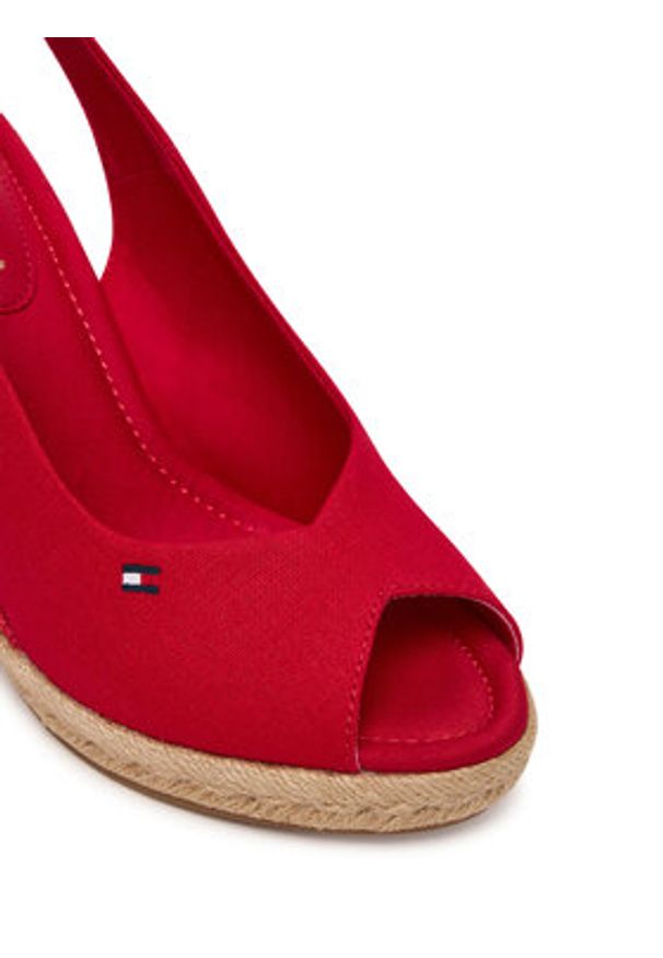 TOMMY HILFIGER - Tommy Hilfiger Espadryle Flag High Wedge Espad Slingback FW0FW09343 Czerwony. Kolor: czerwony. Materiał: materiał