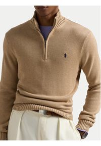 Polo Ralph Lauren Sweter 710859939504 Beżowy Regular Fit. Typ kołnierza: polo. Kolor: beżowy. Materiał: bawełna
