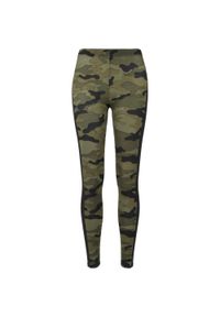 Urban Classics - Damskie Legginsy W Prążki Camo. Kolor: brązowy, zielony, wielokolorowy. Wzór: prążki. Sport: turystyka piesza