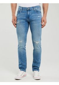 Big-Star - Jeansy męskie skinny z przetarciami niebieskie Jeffray 298. Kolor: niebieski. Styl: elegancki
