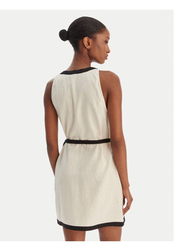 Seafolly Sukienka letnia Beach Bound 55589-DR Beżowy Slim Fit. Kolor: beżowy. Materiał: wiskoza, len. Sezon: lato