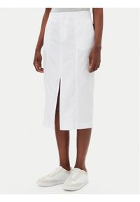 Calvin Klein Jeans Spódnica midi J20J225327 Biały Regular Fit. Kolor: biały. Materiał: bawełna