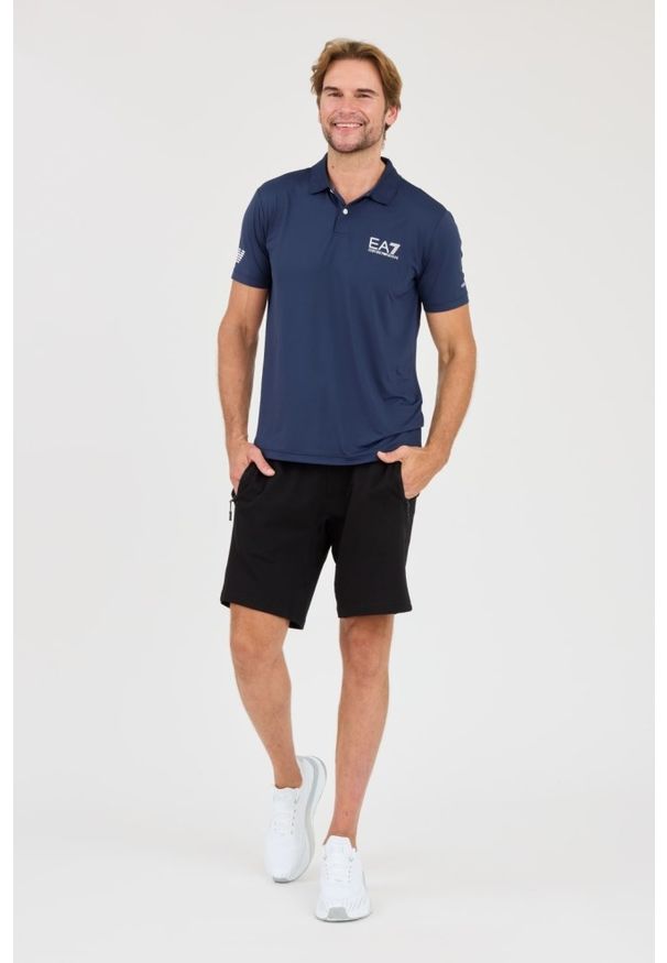 EA7 Emporio Armani - EA7 Granatowa męska koszulka polo Ventus 7, Rozmiar M. Typ kołnierza: polo. Kolor: niebieski