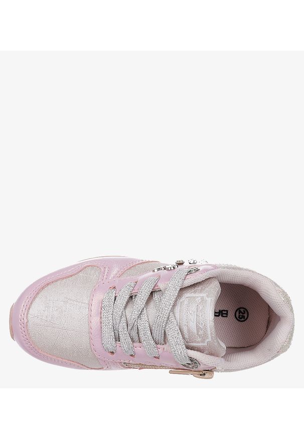 Casu - Różowe buty sportowe z kryształkami sznurowane casu 3xc7638. Kolor: różowy