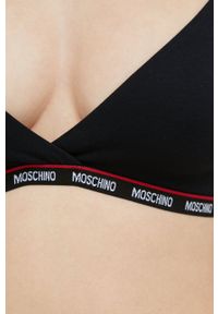 Moschino Underwear Biustonosz sportowy kolor czarny gładki. Kolor: czarny. Rodzaj stanika: odpinane ramiączka. Wzór: gładki #2