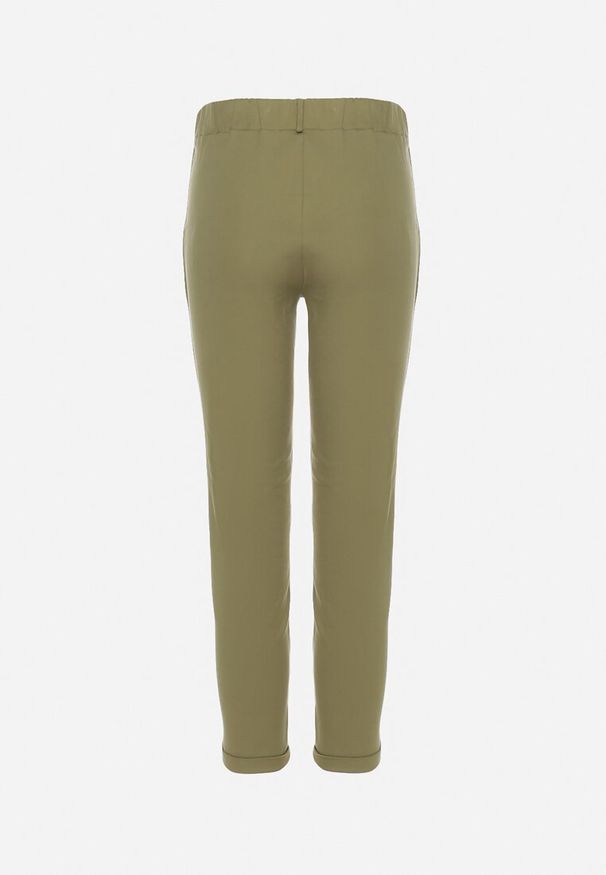 Born2be - Zielone Spodnie z Regularną Talią i Gumką w Pasie Suirelle. Kolor: zielony. Styl: elegancki